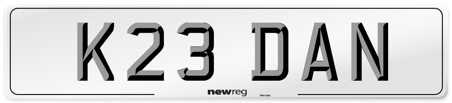 K23 DAN Number Plate from New Reg